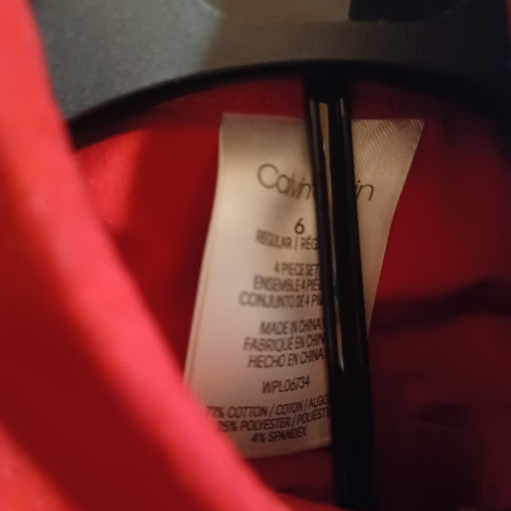 Calvin Klein Velvet Jacket Tuxedo 4- piece set Size 6, Black